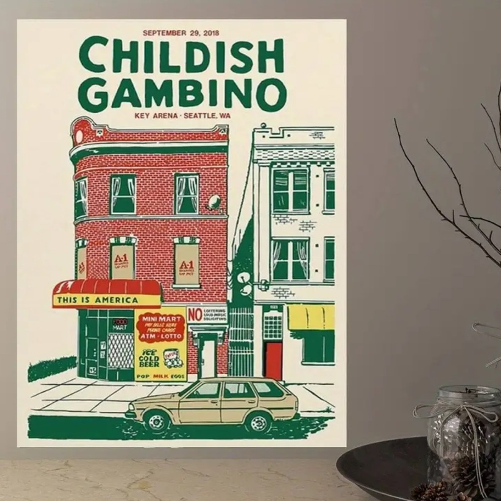 Childish Gambino "This is America" Canvas Print, Seattle 2018, Music Poster Art